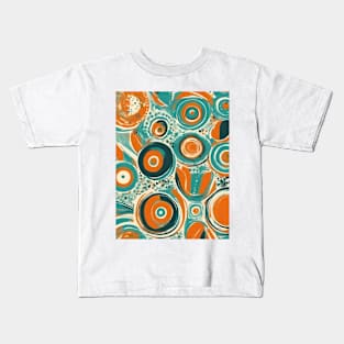 Retro Minimalist Mid Century Modern Teal Orange Scandinavian Art Kids T-Shirt